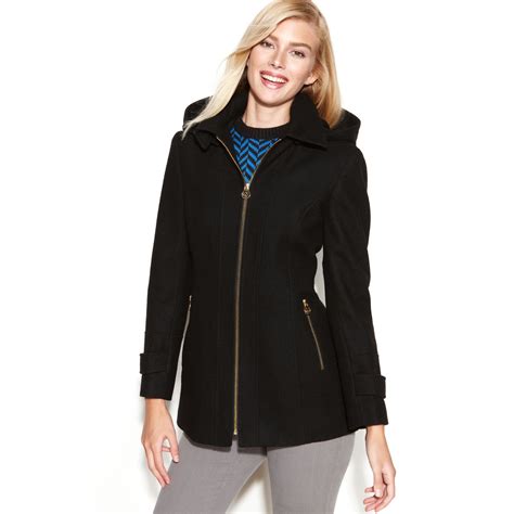 wool blend zip hoodie coat michael kors|Wool & Wool Blend Michael Kors .